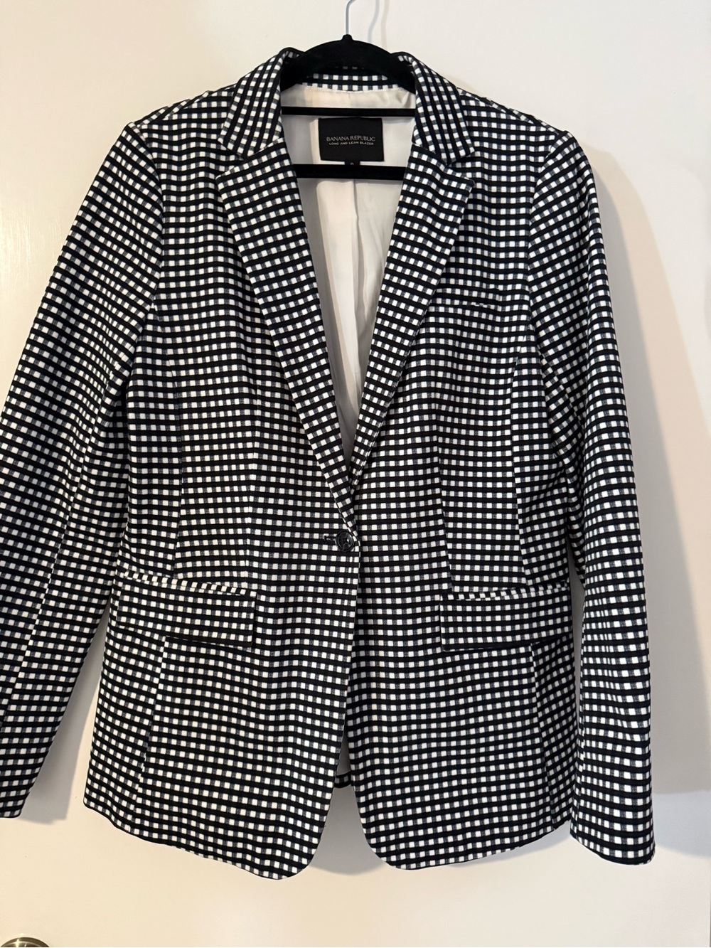 Banana Republic Black and White Gingham Suit Jacket